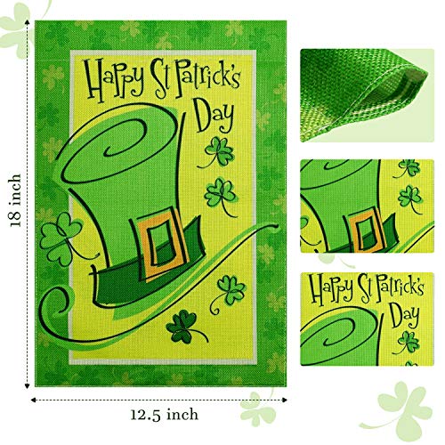 Boao St Patrick's Day Garden Flag Shamrock Double Sided Irish Shamrock Yard Flag Holiday Decorative Flag 12 x 18 Inch for St Patrick's Day Indoor Outdoor Decoration