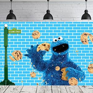 MEDSOX Cookie Monster Backdrop for Birthday Py Supplies 5x3ft Coon Banner Street Decorations