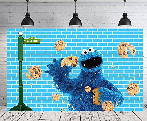 MEDSOX Cookie Monster Backdrop for Birthday Py Supplies 5x3ft Coon Banner Street Decorations