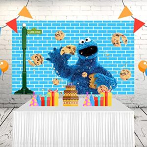 MEDSOX Cookie Monster Backdrop for Birthday Py Supplies 5x3ft Coon Banner Street Decorations