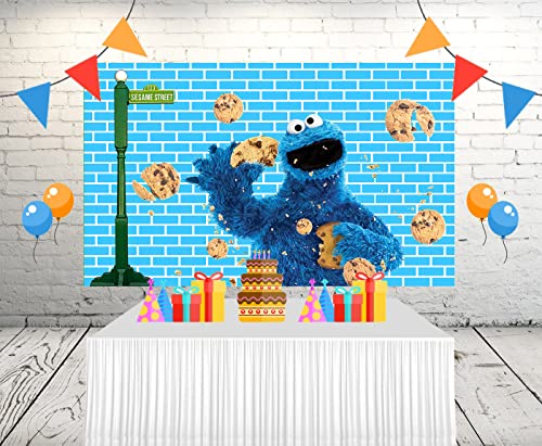 MEDSOX Cookie Monster Backdrop for Birthday Py Supplies 5x3ft Coon Banner Street Decorations