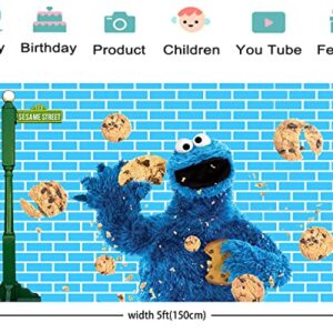 MEDSOX Cookie Monster Backdrop for Birthday Py Supplies 5x3ft Coon Banner Street Decorations