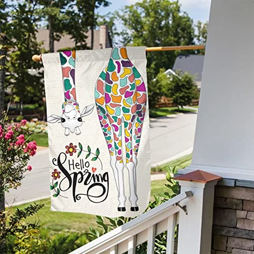 Spring Garden Flags 12x18 Double Sided Giraffe Welcome Spring Yard Flag for All Seasons Lawn Sign Outside Garden Yard Lawn Patio Decor