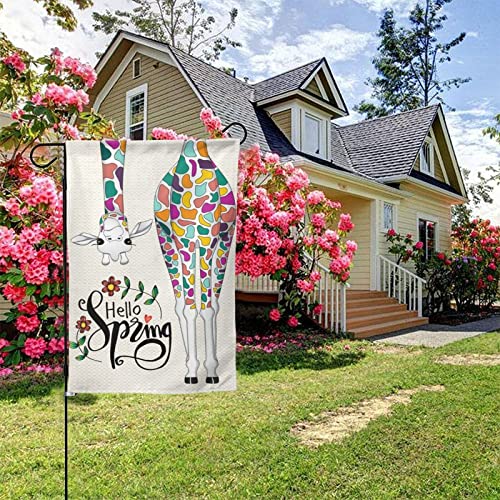 Spring Garden Flags 12x18 Double Sided Giraffe Welcome Spring Yard Flag for All Seasons Lawn Sign Outside Garden Yard Lawn Patio Decor