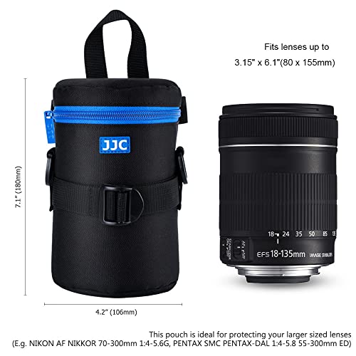 JJC Deluxe Lens Case Pouch for Canon EF 75-300mm f4.5-5.6/EF 24-105mm f4L/EF 16-35mm F4L/EF 100mm f2.8L,Nikon AF-S 24-70mm f2.8/16-35mm f4G/70-300mm f4.5-6.3G and Other Lens Below 3.15" x 6.1"(D x L)