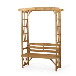 christopher knight home lydia traditional firwood arbor bench, teak