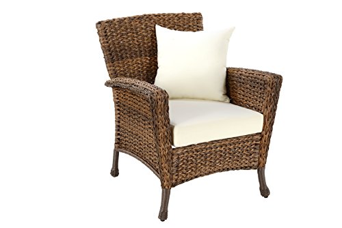 W Unlimited Rustic Collection 2 Piece Patio Chairs Outdoor Furniture Light Brown Rattan Wicker Garden Patio Furniture Bistro Set, Lounger Deep Seating Cushions