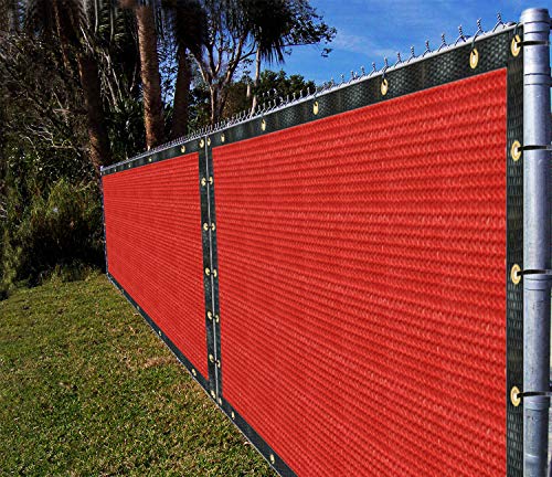 Ifenceview 5'x3' to 5'x50' Red Shade Cloth/Fence Privacy Screen Fabric Mesh Net for Construction Site, Yard, Driveway, Garden, Railing, Canopy, Awning 160 GSM UV Protection (5'x50')