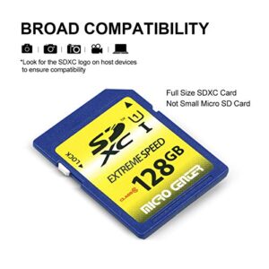 128GB SD Card Class 10 SDXC Flash Memory Card Full Size SD Chip USH-I U1 Trail Camera Memory Card by Micro Center (2 Pack)