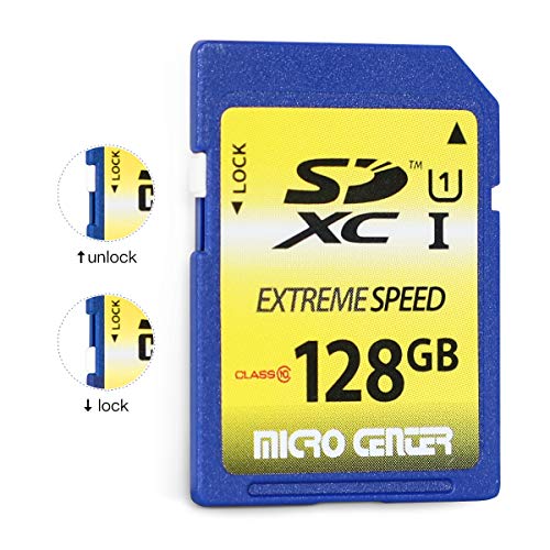 128GB SD Card Class 10 SDXC Flash Memory Card Full Size SD Chip USH-I U1 Trail Camera Memory Card by Micro Center (2 Pack)