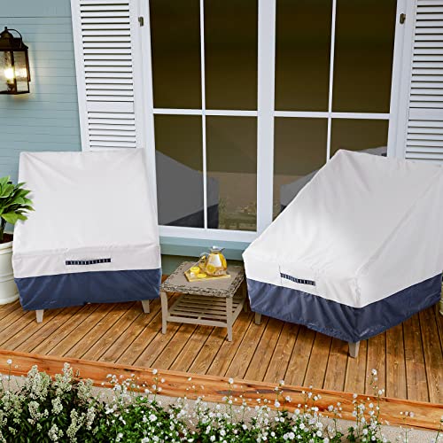 Time Forest Outdoor Chair Covers Waterproof,100% Waterproof Patio Furniture Covers,Heavy Duty Patio Chair Covers for outdoor furniture,Lawn Outdoor Furniture Cover Waterproof,Fog/Navy 37Wx40Dx32H Inch