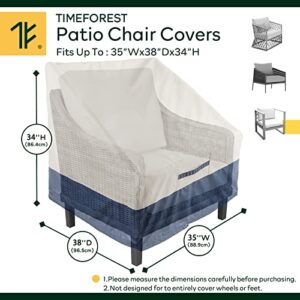 Time Forest Outdoor Chair Covers Waterproof,100% Waterproof Patio Furniture Covers,Heavy Duty Patio Chair Covers for outdoor furniture,Lawn Outdoor Furniture Cover Waterproof,Fog/Navy 37Wx40Dx32H Inch