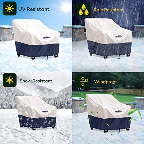 Time Forest Outdoor Chair Covers Waterproof,100% Waterproof Patio Furniture Covers,Heavy Duty Patio Chair Covers for outdoor furniture,Lawn Outdoor Furniture Cover Waterproof,Fog/Navy 37Wx40Dx32H Inch