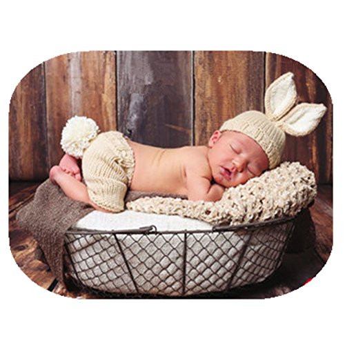 Coberllus Newborn Baby Photography Prop Boy Girl Photo Shoot Outfits Crochet Knit Cute Christmas Bunny Hat Photo Props Easter Costume (Style Two+Radish), 0-3 months