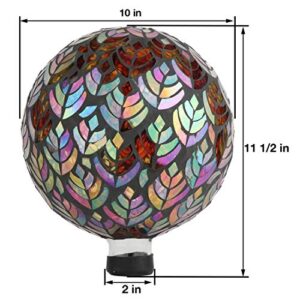 Lily's Home Colorful Mosaic Glass Gazing Ball, Designed with a Stunning Holographic Petal Mosaic Baroque Splendor Pattern to Bring Color to Any Home and Garden, Silver & Purple (10 Inches Dia.)