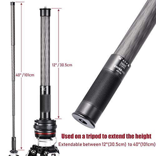 Carbon Fiber Extension Pole,Fast Twisting Lock 4 Section Tube,1/4" Screw Mount Compatible with Camera Phone Gimbal Stablizer Gopro DJI Osmo,Lightweight Digital Camera Selfie Stick