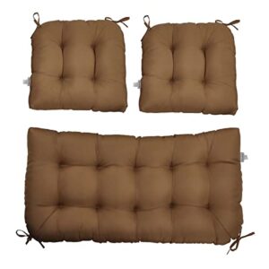 kunste patio furniture cushions sets tufted wicker settee bench cushions indoor outdoor 1 loveseat 2 seating cushions light coffee