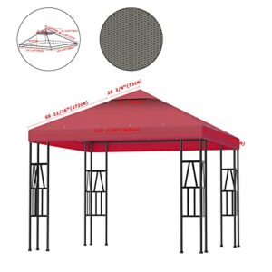 FOLAWO 10' X 10' Gazebo Replacement Canopy Double Tier Gazebo Covers for Yard Patio Garden Canopy Sunshade (Red)