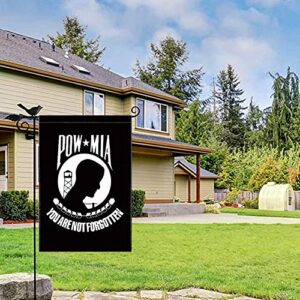 Jayus Embroidered Double Sided Pow Mia Flag Garden Yard Flag 12.5x18- Heavy Duty Nylon Black You Are Not Forgotten Prisoner of War Garden Flag- Memorial Veterans,Armed Forces,Military Garden Flag