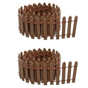 zzhxsm 35 inch miniature fairy garden fence diy wood decorative ornament fence for dollhouse succulent plant pot studio scenes, 2 inch height pack of 2