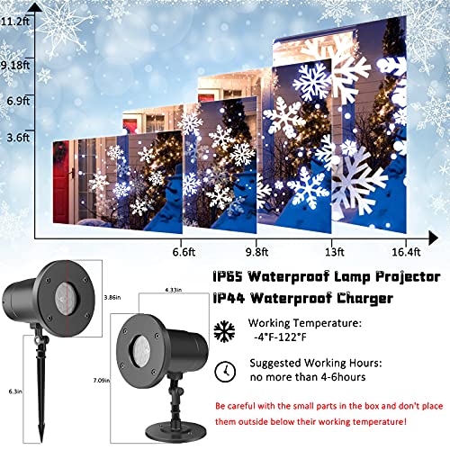 Christmas Lights, Christmas Snowflake Projector Lights, Liwarace LED Snowflake Lights Waterproof Plug in Xmas Lights, Indoor/Outdoor Christmas Decorations & Gifts for Women/Men