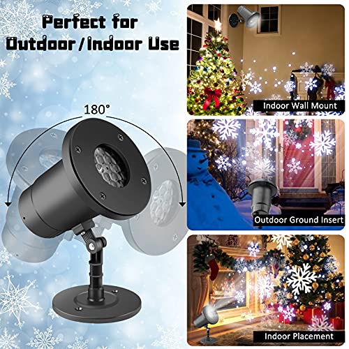 Christmas Lights, Christmas Snowflake Projector Lights, Liwarace LED Snowflake Lights Waterproof Plug in Xmas Lights, Indoor/Outdoor Christmas Decorations & Gifts for Women/Men