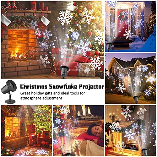 Christmas Lights, Christmas Snowflake Projector Lights, Liwarace LED Snowflake Lights Waterproof Plug in Xmas Lights, Indoor/Outdoor Christmas Decorations & Gifts for Women/Men