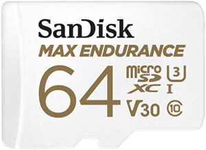 sandisk 64gb max endurance microsdxc card with adapter for home security cameras and dash cams – c10, u3, v30, 4k uhd, micro sd card – sdsqqvr-064g-gn6ia