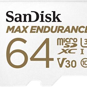 SanDisk 64GB MAX Endurance microSDXC Card with Adapter for Home Security Cameras and Dash cams - C10, U3, V30, 4K UHD, Micro SD Card - SDSQQVR-064G-GN6IA