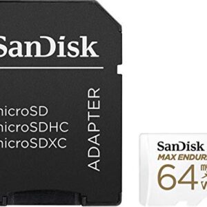 SanDisk 64GB MAX Endurance microSDXC Card with Adapter for Home Security Cameras and Dash cams - C10, U3, V30, 4K UHD, Micro SD Card - SDSQQVR-064G-GN6IA