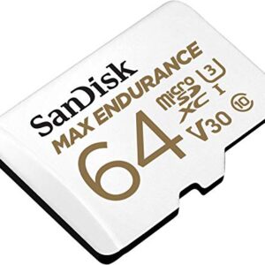 SanDisk 64GB MAX Endurance microSDXC Card with Adapter for Home Security Cameras and Dash cams - C10, U3, V30, 4K UHD, Micro SD Card - SDSQQVR-064G-GN6IA