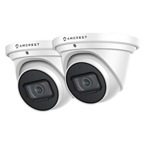 amcrest 2-pack ultrahd 4k (8mp) outdoor security ip turret poe camera, 3840×2160, 98ft nightvision, 2.8mm lens, ip67 weatherproof, microsd recording (256gb), white (2pack-ip8m-t2599ew)