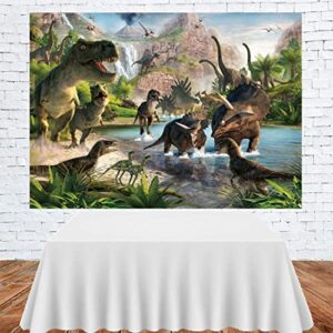 PASRLOLV 7x5ft Dinosaur Photo Backdrop, Dinosaur Park Theme Backdrop, Dinosaur Photography Background for Boy Girl Birthday Party Banner Newborn Baby Shower Decoration Photo Booth Prop, Vinyl