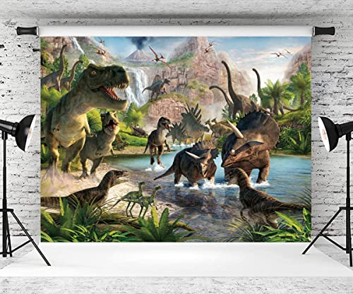 PASRLOLV 7x5ft Dinosaur Photo Backdrop, Dinosaur Park Theme Backdrop, Dinosaur Photography Background for Boy Girl Birthday Party Banner Newborn Baby Shower Decoration Photo Booth Prop, Vinyl