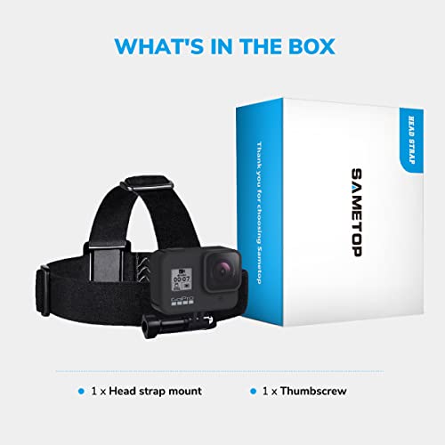 Sametop Head Strap Mount Compatible with GoPro Hero 11, 10, 9, 8, Hero 7 Black, 7 Silver, 7 White, Hero 6, 5, 4, Session, 3+, 3, 2, 1, Hero (2018), Fusion, Max, DJI Osmo Action Cameras