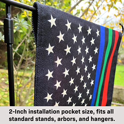 Mogarden Thin Blue Green Red Line Garden Flag, Double Sided 12.5 x 18 Inch, Support Police Military and Firefighters, Premium Burlap Small American First Responders USA Yard Flag