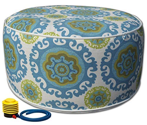 Kozyard Inflatable Stool Ottoman Used for Indoor or Outdoor, Kids or Adults, Camping or Home (Blue)