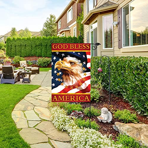 WeiYang Garden Flag Patriotic Star Eagle USA Flag God Bless America 4th of July Memorial Day Independence Day Watercolor Yard Outdoor Decoration, Vertical Double Sided 12 x 18 Inch