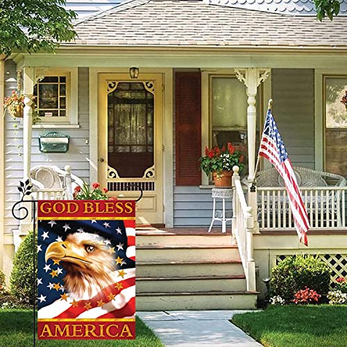 WeiYang Garden Flag Patriotic Star Eagle USA Flag God Bless America 4th of July Memorial Day Independence Day Watercolor Yard Outdoor Decoration, Vertical Double Sided 12 x 18 Inch