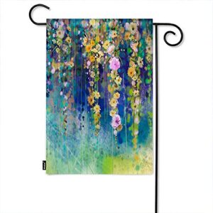 moslion floral garden flag watercolor ivy flower spring flower in nature tree park flags double-sided banner welcome yard flag outdoor home decor. lawn villa 12×18 inch green