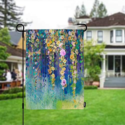 Moslion Floral Garden Flag Watercolor Ivy Flower Spring Flower in Nature Tree Park Flags Double-Sided Banner Welcome Yard Flag Outdoor Home Decor. Lawn Villa 12x18 Inch Green