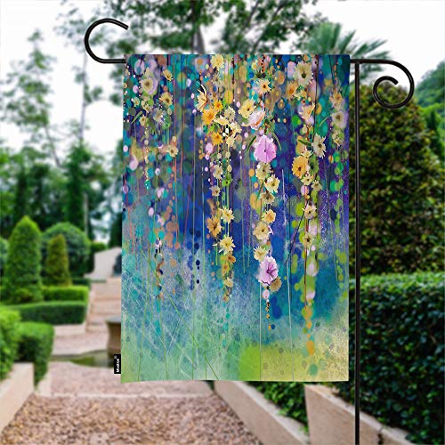 Moslion Floral Garden Flag Watercolor Ivy Flower Spring Flower in Nature Tree Park Flags Double-Sided Banner Welcome Yard Flag Outdoor Home Decor. Lawn Villa 12x18 Inch Green