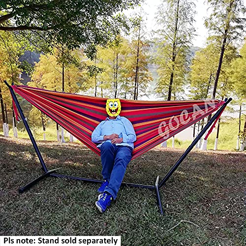 GOCAN Brazilian Double Hammock 2 Person Extra Large Canvas 250x160cm Total Length 350cm Load 500lb Cotton Hammock for Garden Outdoor and Indoor