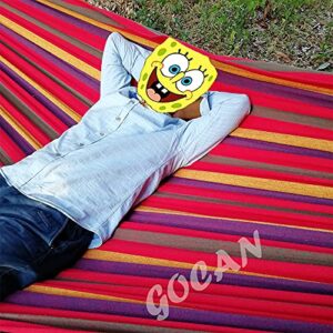 GOCAN Brazilian Double Hammock 2 Person Extra Large Canvas 250x160cm Total Length 350cm Load 500lb Cotton Hammock for Garden Outdoor and Indoor