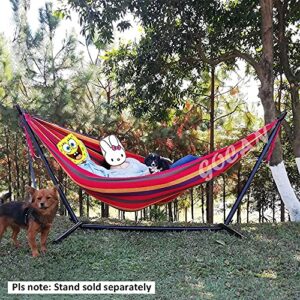 GOCAN Brazilian Double Hammock 2 Person Extra Large Canvas 250x160cm Total Length 350cm Load 500lb Cotton Hammock for Garden Outdoor and Indoor