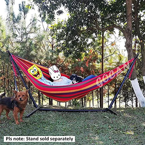 GOCAN Brazilian Double Hammock 2 Person Extra Large Canvas 250x160cm Total Length 350cm Load 500lb Cotton Hammock for Garden Outdoor and Indoor