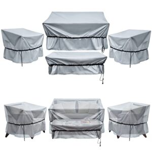 octbird patio furniture cover set, 4pcs outdoor furniture cover waterproof, outdoor couch table chairs loveseat sofa covers rectangle, 600d heavy duty waterproof oxford fabric for outdoor setting