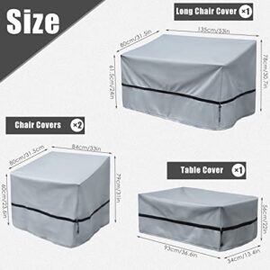 Octbird Patio Furniture Cover Set, 4Pcs Outdoor Furniture Cover Waterproof, Outdoor Couch Table Chairs Loveseat Sofa Covers Rectangle, 600D Heavy Duty Waterproof Oxford Fabric For Outdoor Setting