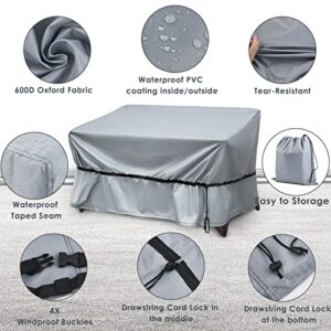 Octbird Patio Furniture Cover Set, 4Pcs Outdoor Furniture Cover Waterproof, Outdoor Couch Table Chairs Loveseat Sofa Covers Rectangle, 600D Heavy Duty Waterproof Oxford Fabric For Outdoor Setting