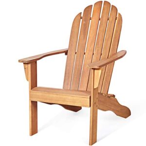 relax4life adirondack chair patio chair wooden weather resistant chair for yard, garden, patio, deck & poolside acacia outdoor lounger chair (1, natural)
